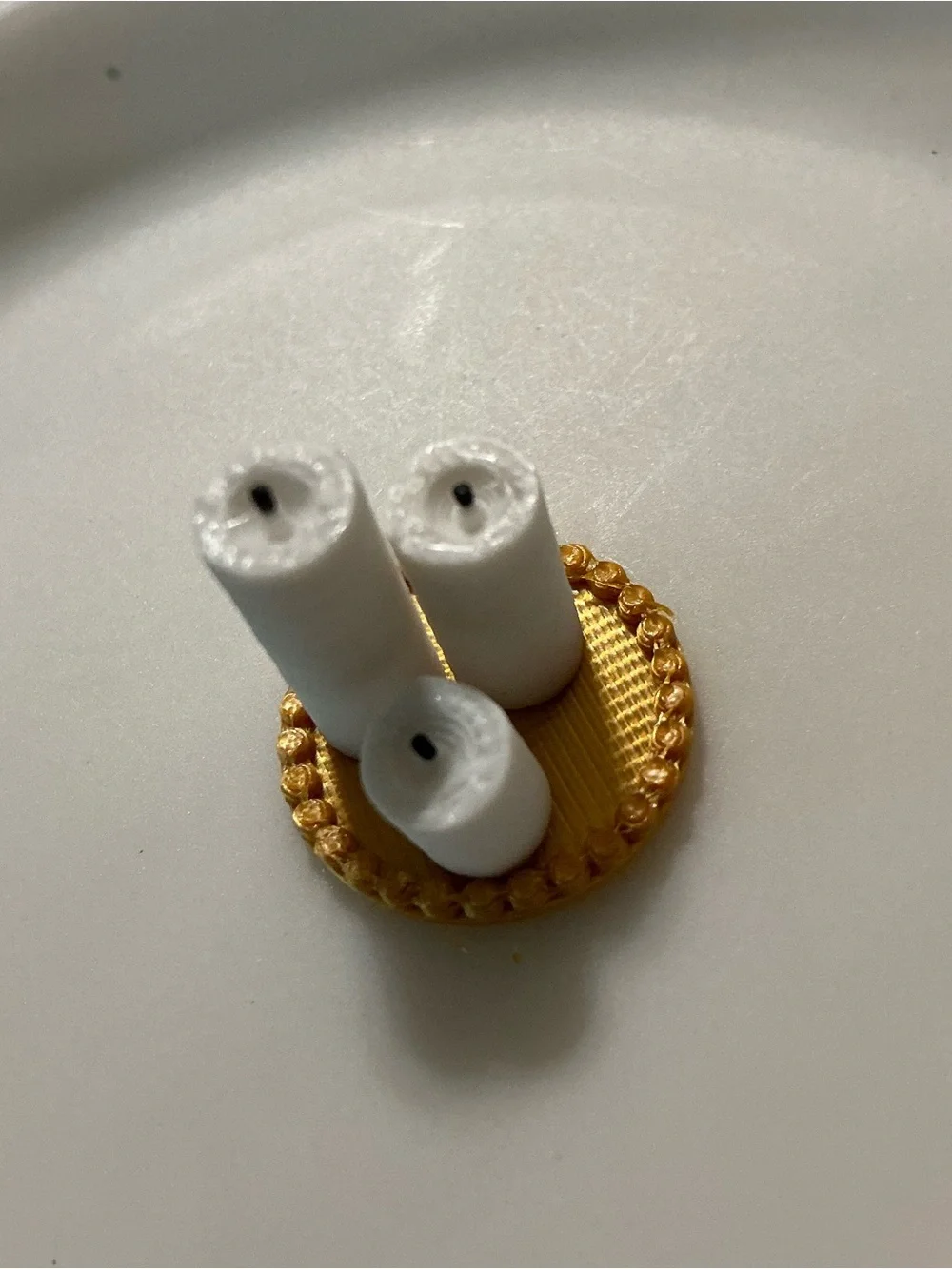Retro style miniature candles on tray dollhouse accessories